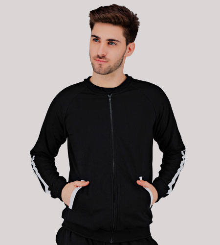 Tailormade Cut and Sew Button Bomber Jacket With Side Striped